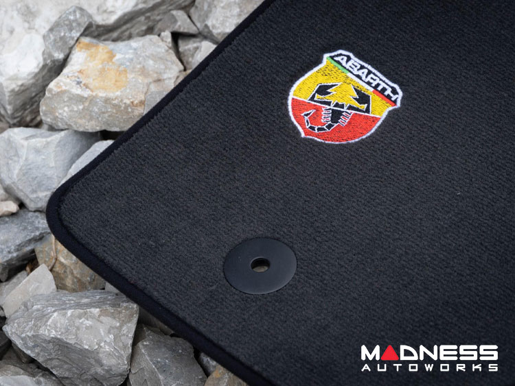FIAT 124 Floor Mats - Black Carpet w/ ABARTH Crest